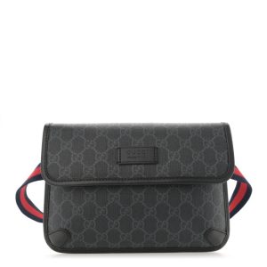 Gucci GG Supreme Monogram Web Slim Belt Bag Black Grey
