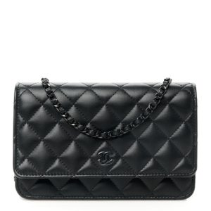 Chanel Lambskin Quilted Wallet On Chain WOC So Black