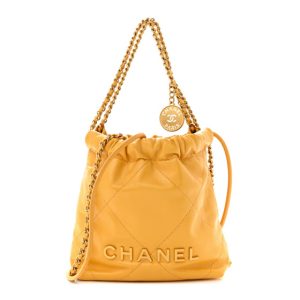 Chanel Shiny Calfskin Quilted Mini Chanel 22 Yellow