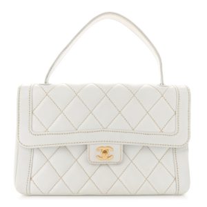 Chanel Calfskin Quilted Wild Stitch Large Flap White