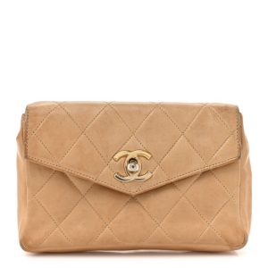 Chanel Lambskin Quilted Flap Waist Belt Bag 65 26 Beige