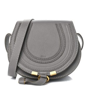 Chloe Grained Calfskin Small Marcie Saddle Bag Cashmere Grey