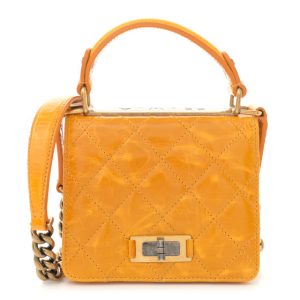 Chanel Glazed Calfskin Quilted Small Rita Top Handle Flap Yellow