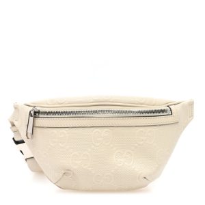 Gucci Calfskin GG Tennis Embossed Belt Bag Mystic White