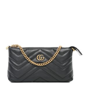 Gucci Calfskin Matelasse Mini GG Marmont Chain Bag Black