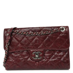 Chanel Crumpled Grained Calfskin Medium CC Crave Flap Bordeaux