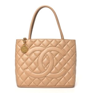 Chanel Caviar Quilted Medallion Tote Beige