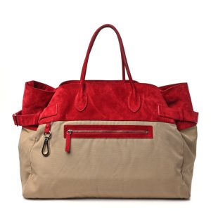 The Row Nylon Suede Margaux 17 Inside-Out Taupe Red