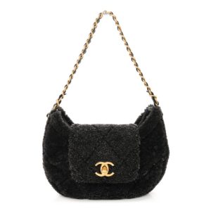 Chanel Shearling Quilted Hobo Black