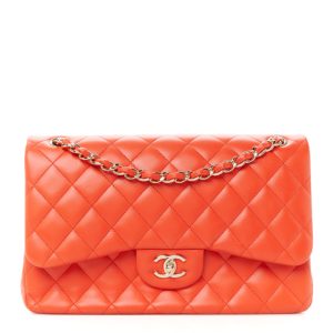 Chanel Lambskin Quilted Jumbo Double Flap Red