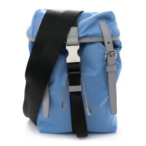 Prada Tessuto Nylon Small Double Buckle Crossbody Pervinca