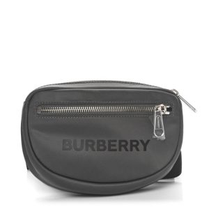 Burberry Econyl Logo Print Small Cannon Bum Bag Charcoal Grey