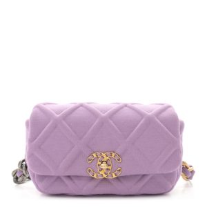 Chanel Jersey Quilted Chanel 19 Waist Bag Purple