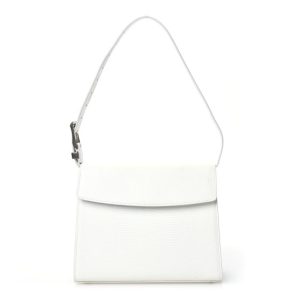 Balenciaga Patent Calfskin Lizard Embossed Medium Ghost Shoulder Bag Optic White