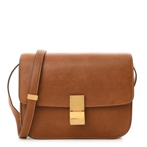 Celine Natural Calfskin Medium Classic Box Flap Bag Tan