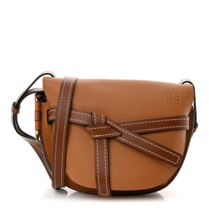 Loewe Grained Calfskin Small Gate Crossbody Bag Caramel Pecan
