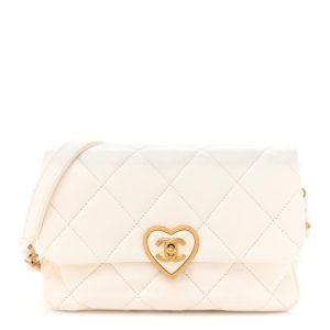 Chanel Lambskin Plexiglass Quilted Coco Love Flap White