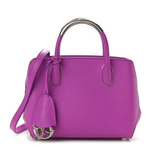 Christian Dior Grained Calfskin Small Open Bar Tote Purple