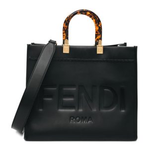 Fendi Vitello King Plexiglass Medium Fendi Sunshine Shopper Tote Black