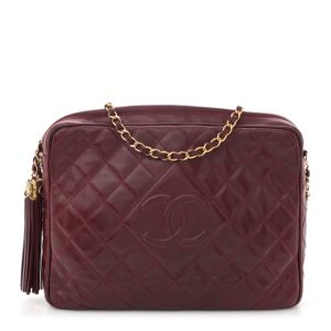 Chanel Lambskin Quilted Tassel CC Camera Case Red