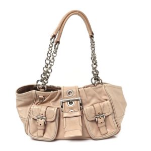 Prada Soft Calf Pocket Shoulder Bag Cipria Talco