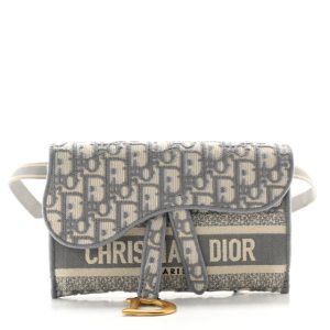 Christian Dior Oblique Slim Saddle Pouch Grey
