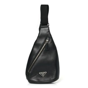 Prada Softy Calfskin Triangle Cross Bag Black
