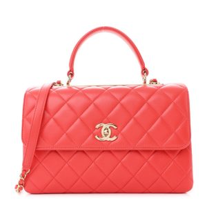 Chanel Lambskin Quilted Medium Trendy CC Flap Dual Handle Bag Bright Pink