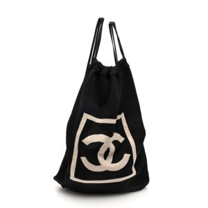 Chanel Cotton CC Drawstring Sport Line Backpack Black
