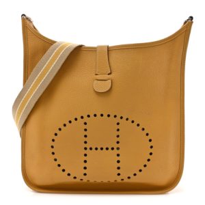 Hermes Taurillon Clemence Amazone Evelyne II GM Curry