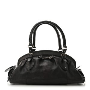 Christian Dior Calfskin My Dior Frame Pocket Satchel Black