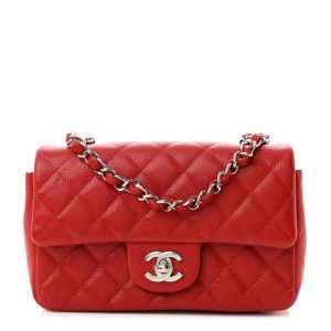 Chanel Caviar Quilted Mini Rectangular Flap Red