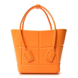 Bottega Veneta Rubber Maxi Intrecciato Mini Arco Tote Tangerine