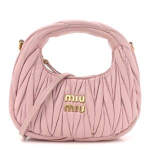 Miu Miu Nappa Matelasse Mini Wander Hobo Alabaster Pink