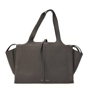 Celine Calfskin Medium Tri-Fold Shoulder Bag Anthracite