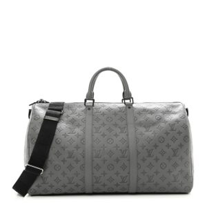 Louis Vuitton Calfskin Monogram Shadow Keepall Bandouliere 50 Anthracite Gray