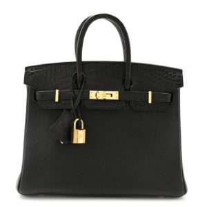 Hermes Togo Matte Alligator Birkin Touch 25 Black