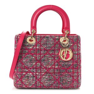 Christian Dior Tweed Medium Lady Dior Pink Multicolor
