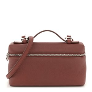 Loro Piana Grained Calfskin L19 Extra Pocket Pouch Kummel