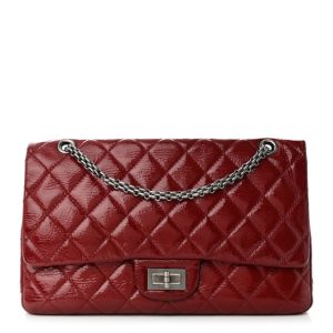 Chanel Distressed Patent 2.55 Reissue 227 Flap Raspberry Red