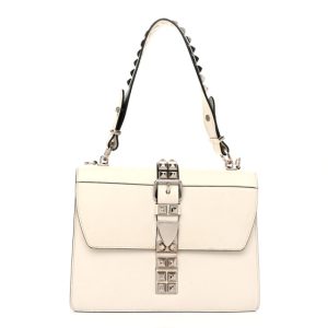 Prada Saffiano City Calfskin Studded Elektra Shoulder Bag White