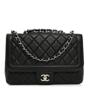 Chanel Lambskin Quilted Large Coco Rider Flap Black