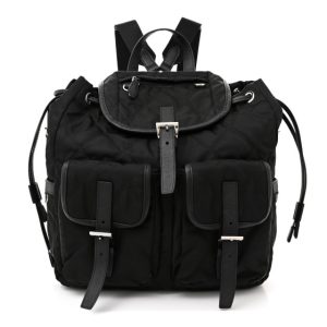 Prada Tessuto Nylon Saffiano Vela Quilted Backpack Black
