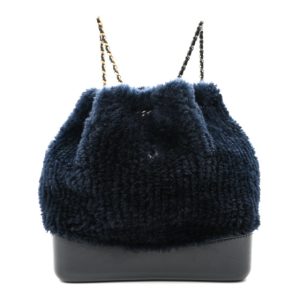 Chanel Shearling Small Gabrielle Backpack Navy