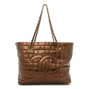 Chanel Vinyl Quilted Large Frozen Tote Bronze