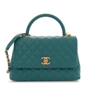 Chanel Caviar Quilted Small Coco Handle Flap Dark Turquoise
