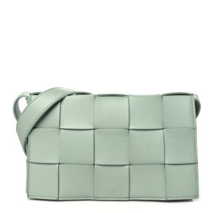 Bottega Veneta Lambskin Maxi Intrecciato Cassette Crossbody Bag New Sauge