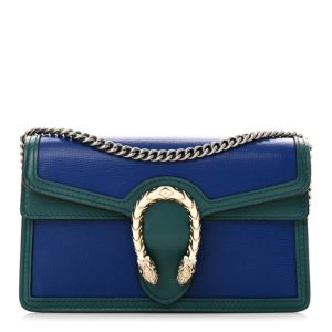 Gucci Azalea Calfskin Enamel Super Mini Dionysus Shoulder Bag Imperial Blue Pavone