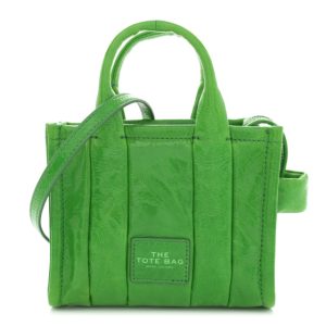 Marc Jacobs Shiny Crinkled Calfskin Mini The Tote Bag Fern Green