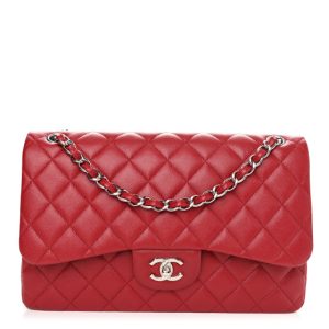 Chanel Caviar Quilted Jumbo Double Flap Red
